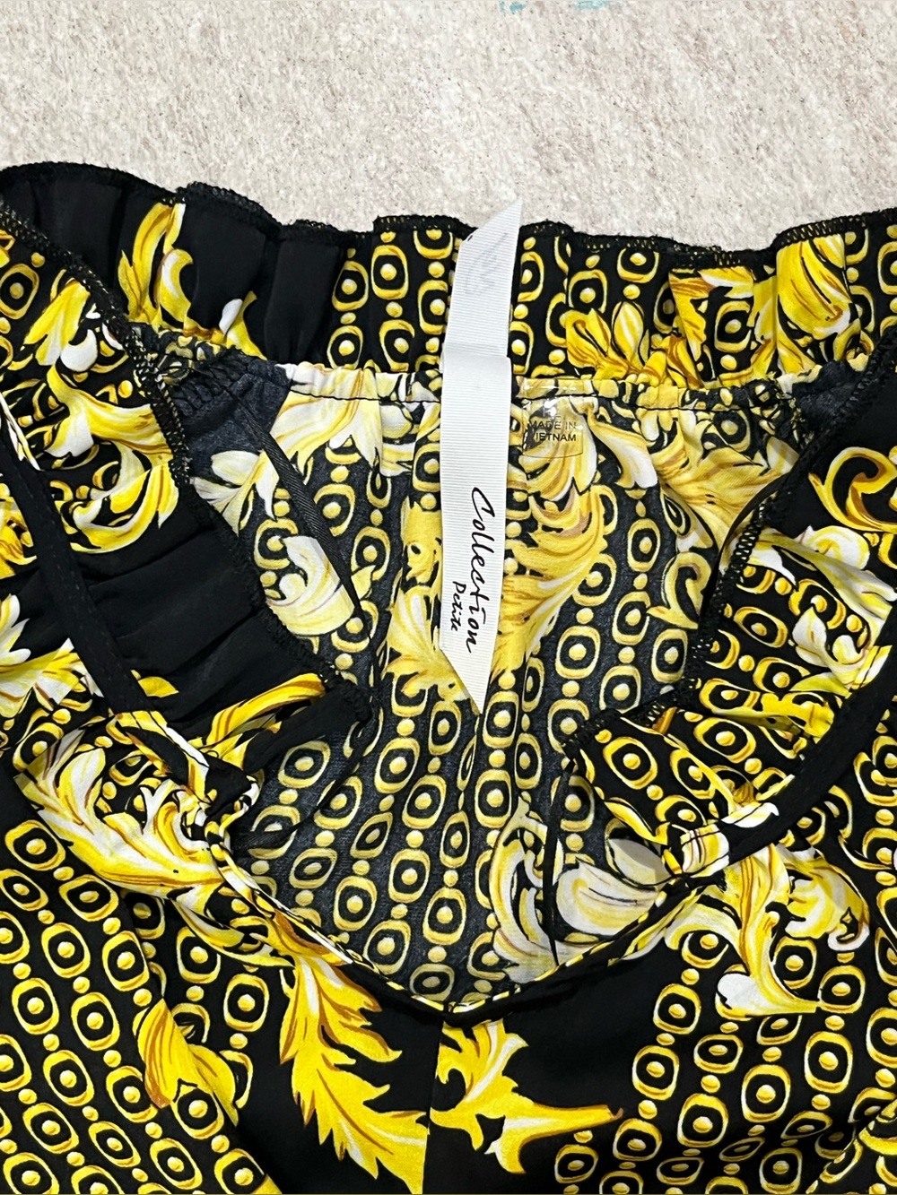 Black & Yellow Baroque Long Sleeve Print Tunic Blouse PM - Picture 3 of 3